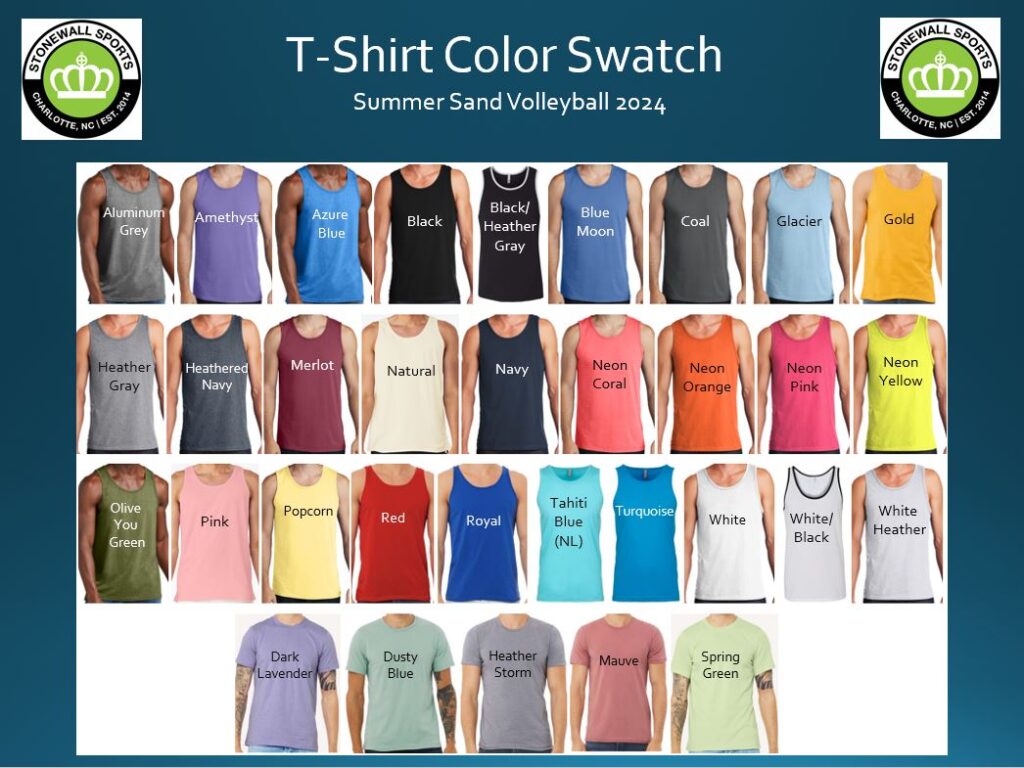 2024 Sand Volleyball Shirt Colors
